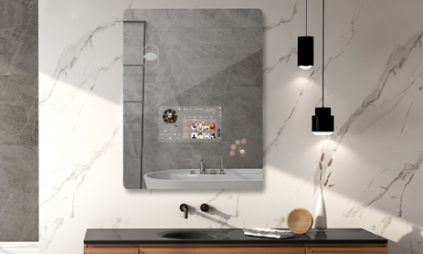 Nghe nhạc trên gương phòng tắm thông minh Fitbathmirror